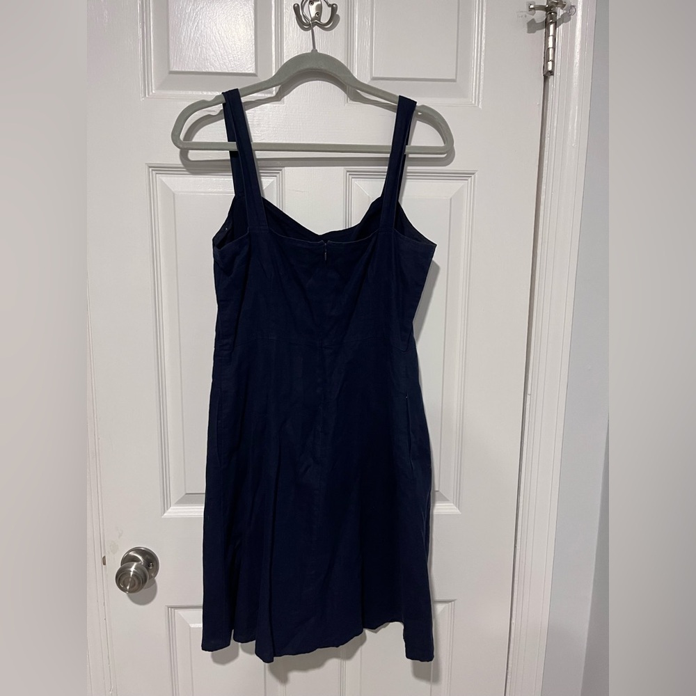 Linen/Cotton Navy Blue Women's Dress